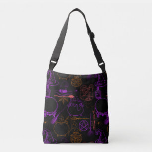 Bolso Cruzado Halloween Witchcraft Pattern Neon 01 Black BG