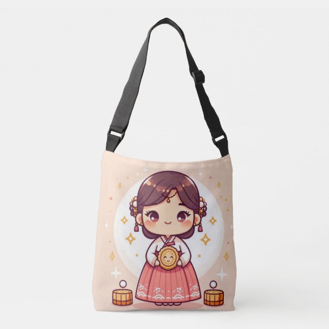 Bolso Cruzado hanbok coreano con torta de luna (Anverso)