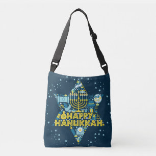 Bolso Cruzado Hanukkah Tote Bag con Estrella de David y Menorah
