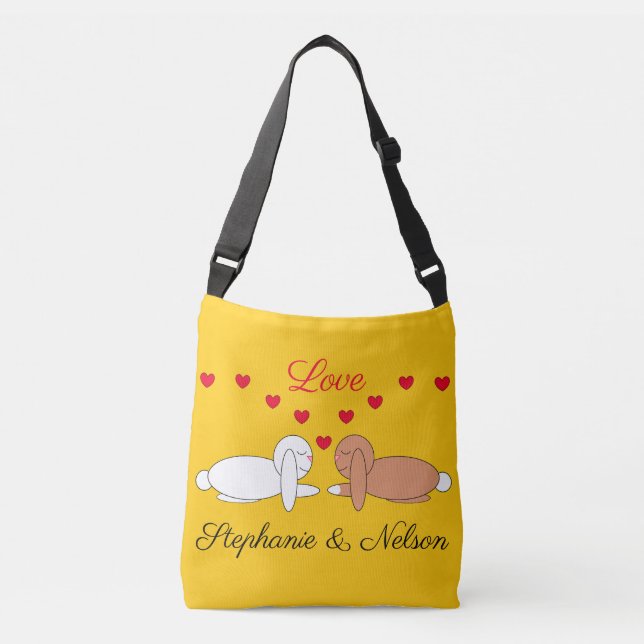 Bolso Cruzado Happy, Loving Rabbits: Yellow (Anverso)