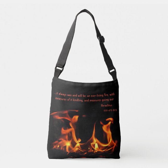 Bolso Cruzado Heraclitus Naranja Cita de Fuego Negro Tote Bag (Anverso)