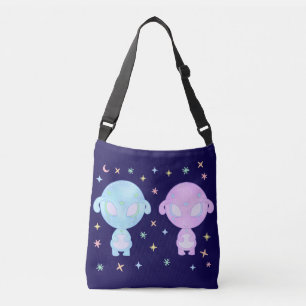 Bolso Cruzado Hermanas Gemelas Alien Pastel Arte Kawaii Cósmic