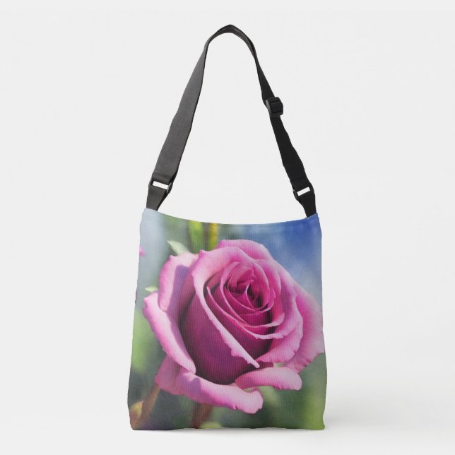 Bolso Cruzado Hermosa acuarela Rosa Rosa Colección moderna (Anverso)