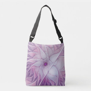 Bolso Cruzado Hermosa Flor Rosa Moderna Resumen Arte Fractal