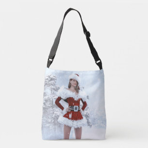 Bolso Cruzado Hermosa mujer Navidad por la nieve de invierno