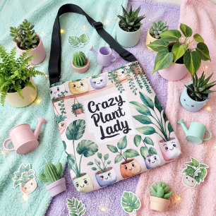Bolso Cruzado Hermosa Planta Animada Acuarela
