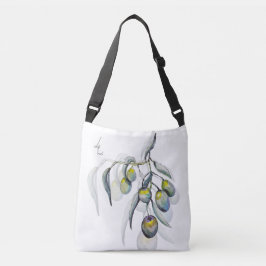 Bolso Cruzado Hermosa Rama de Olivo Acuarela pintada a mano