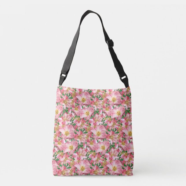 Bolso Cruzado Hermosas flores rosadas (Reverso)
