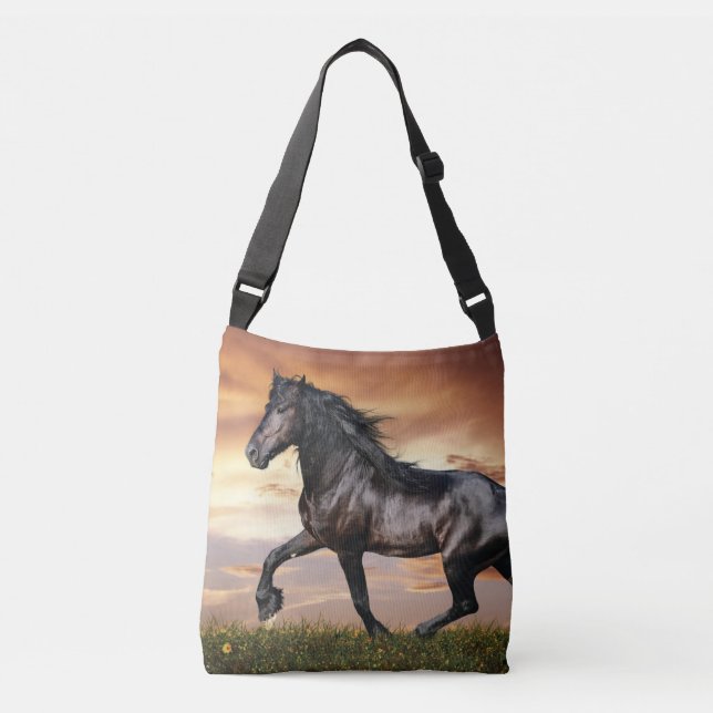 Bolso Cruzado Hermoso caballo negro (Anverso)