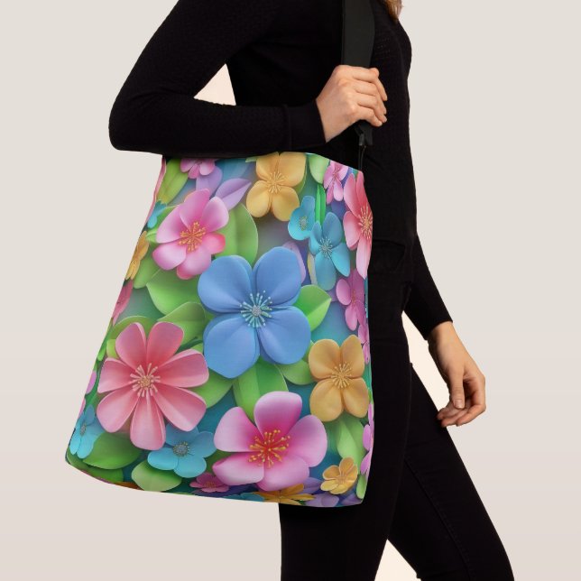 Bolso Cruzado Hermoso diseño doble de floral suave y arcoiris (Detalle)