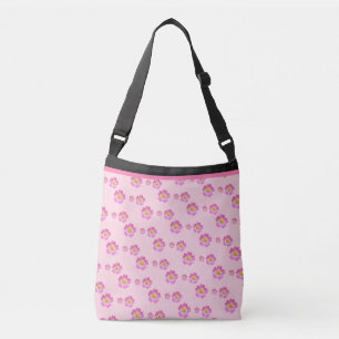 Bolso Cruzado Hermoso patrón de flores rosadas