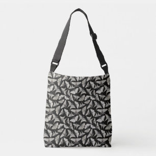 Bolso Cruzado Hermoso patrón de mariposa de color beige negro