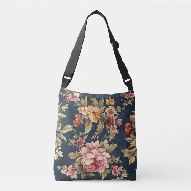 Bolso Cruzado Hermoso patrón floral italiano (Anverso)