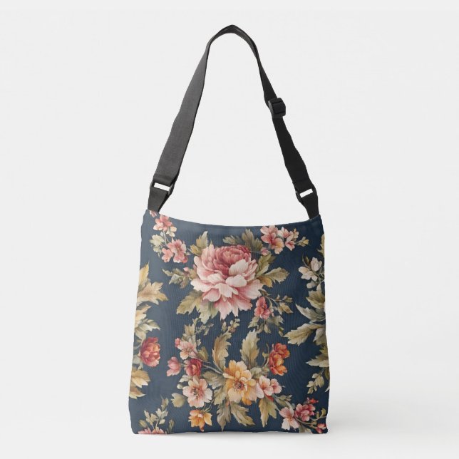 Bolso Cruzado Hermoso patrón floral italiano (Anverso)