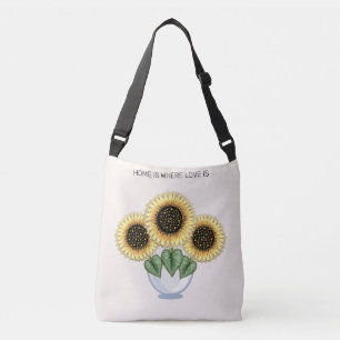 Bolso Cruzado Hermosos girasoles en un jarrón arte