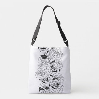 Bolso Cruzado hermosos patrones de rosa blanco