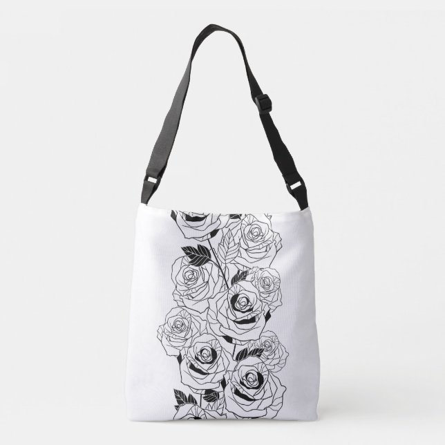 Bolso Cruzado hermosos patrones de rosa blanco (Reverso)
