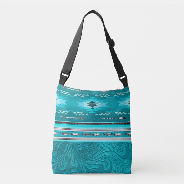 Bolso Cruzado Herramienta Navajo Tribal Turquoise Faux Leather (Anverso)