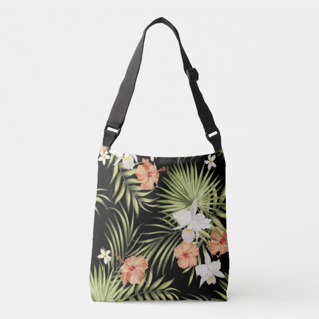 Bolso Cruzado Hibiscus Tropical: Patrón Floral Vintage (Anverso)