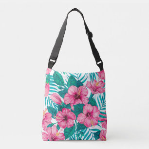 Bolso Cruzado Hibiscus y hojas de palmera