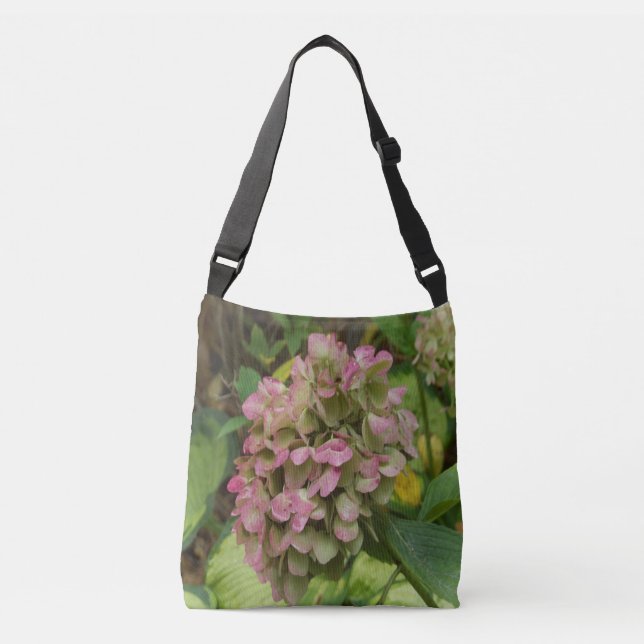 Bolso Cruzado Hidrangea de otoño con hojas de Hosta dorada (Anverso)
