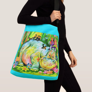 Bolso Cruzado hipopótamo y pájaros de colores vivos