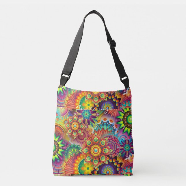 Bolso Cruzado Hippie Groovy Techno Psychedelic Thunder_Cove (Anverso)