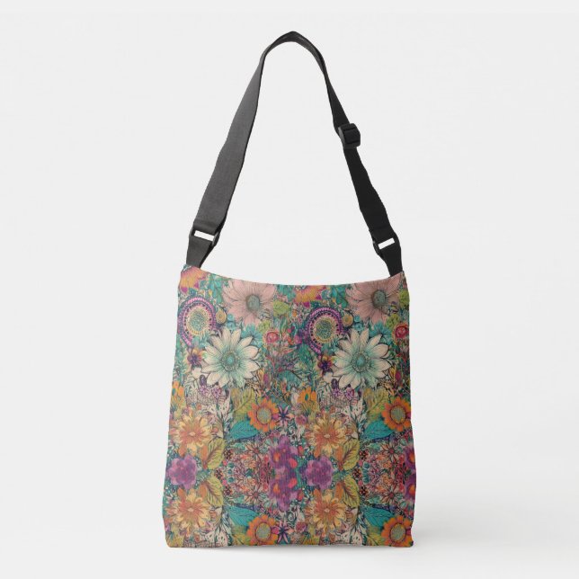 Bolso Cruzado Hippie retro: Tote de margarita (Anverso)