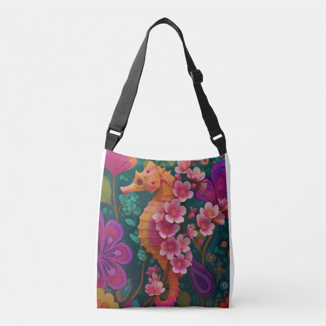 Bolso Cruzado Hippocampe-fleur de cerisier – Créature marine hyb (Anverso)