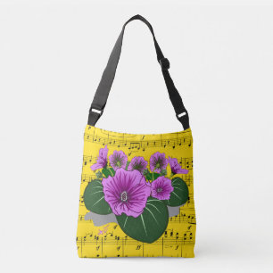 Bolso Cruzado Hoja Amarilla Música Flor Púrpura