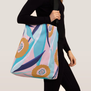 Bolso Cruzado Hojas de moda del rosa y de palma de la aguamarina