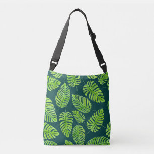 Bolso Cruzado Hojas de monstera, patrón de acuarela tropical