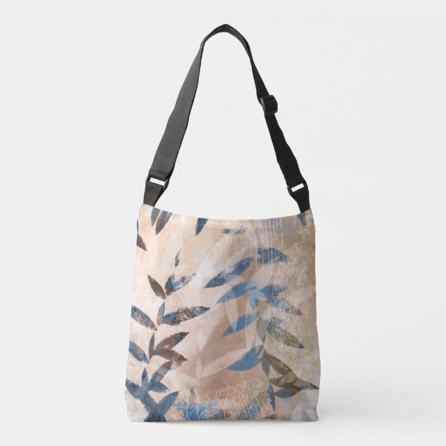 Bolso Cruzado Hojas estratificadas abstractas - azules y neutral (Anverso)