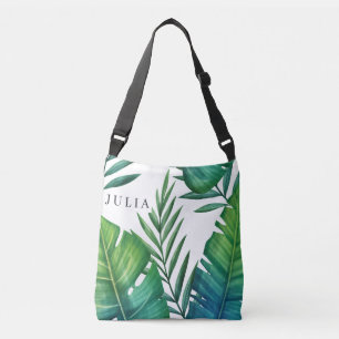 Bolso Cruzado Hojas tropicales de acuarela personalizadas