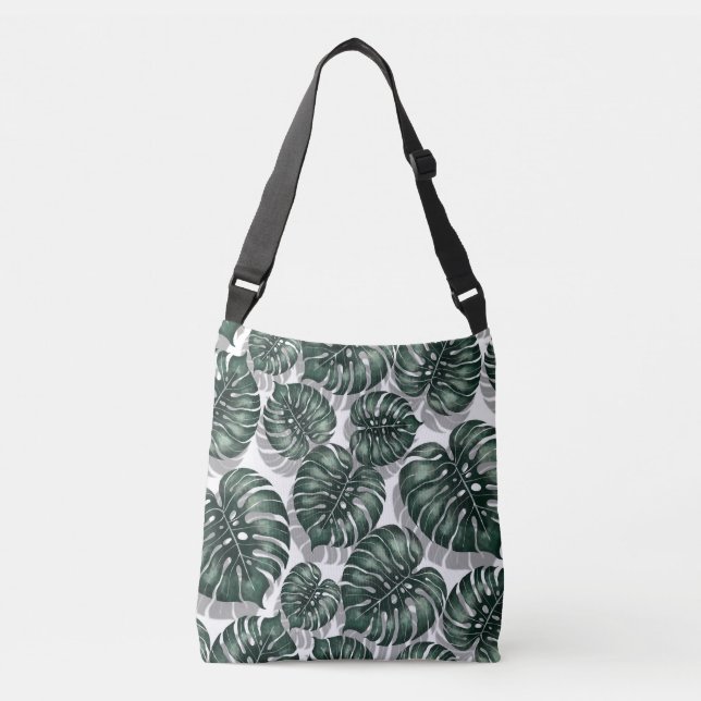 Bolso Cruzado Hojas tropicales, monstera de la selva (Anverso)