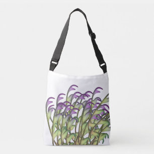 Bolso Cruzado Hojas verdes moradas