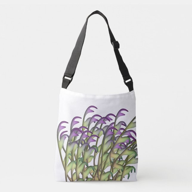 Bolso Cruzado Hojas verdes moradas (Anverso)