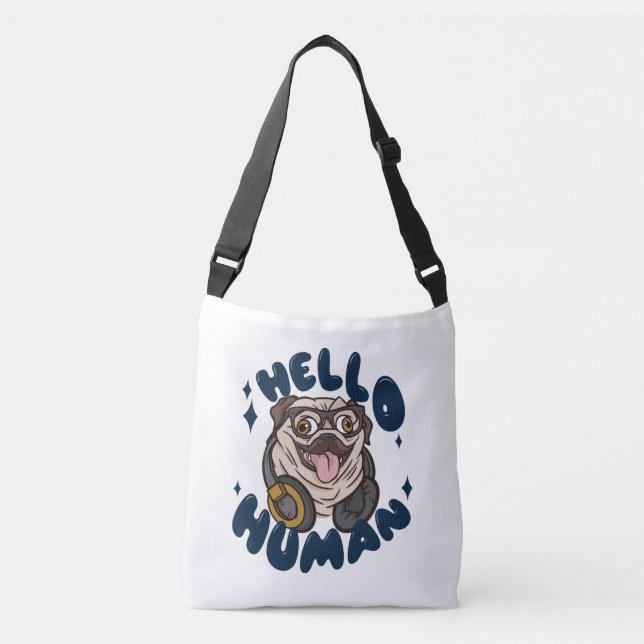 Bolso Cruzado Hola perro de Cute humano (Anverso)