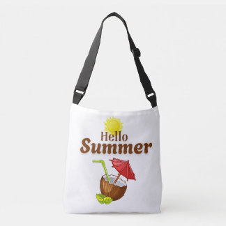Bolso Cruzado Hola Verano Amarillo Sol Coco Sombrilla Roja