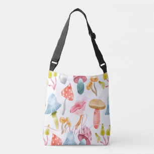 Bolso Cruzado Hongos Pastel de Acuarela