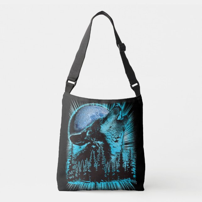 Bolso Cruzado Howling Wolf Moon Pine Forest (Anverso)