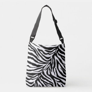 Bolso Cruzado huella animal de cebra 1 en blanco y negro