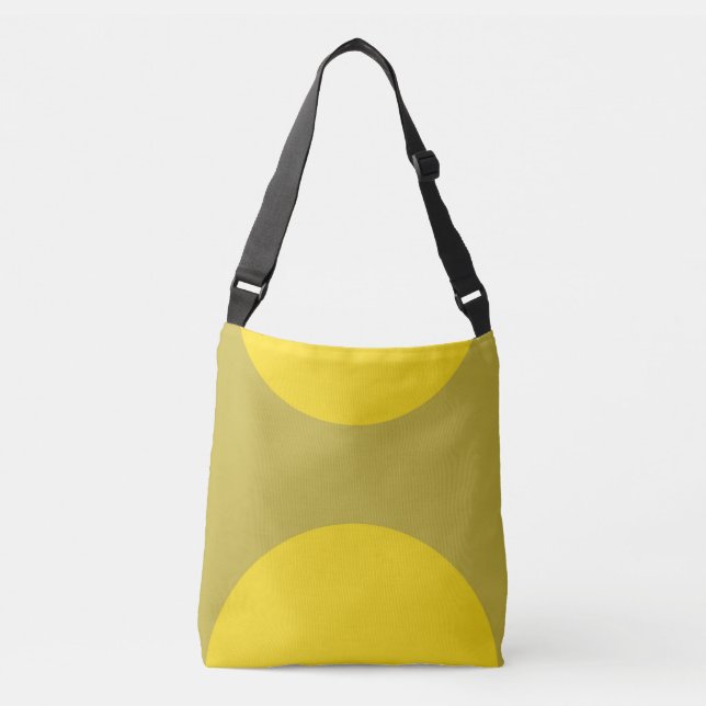 Bolso Cruzado Huella de arte abstracto de doble cara amarilla en (Anverso)