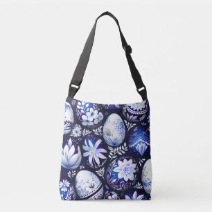 Bolso Cruzado Huevo de Pascua Floral Azul Escandinavo de Primave