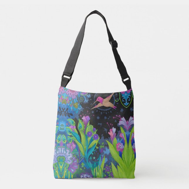 Bolso Cruzado Hummingbird Blooms Crossbody Bag (Anverso)