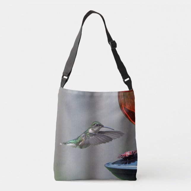 Bolso Cruzado Hummingbird Fotografía de Alimentador Rojo (Reverso)