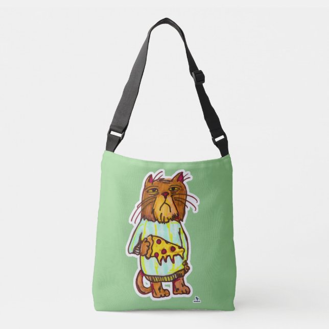 Bolso Cruzado Humor divertido de arte gato de Mascota Grumpy Piz (Anverso)