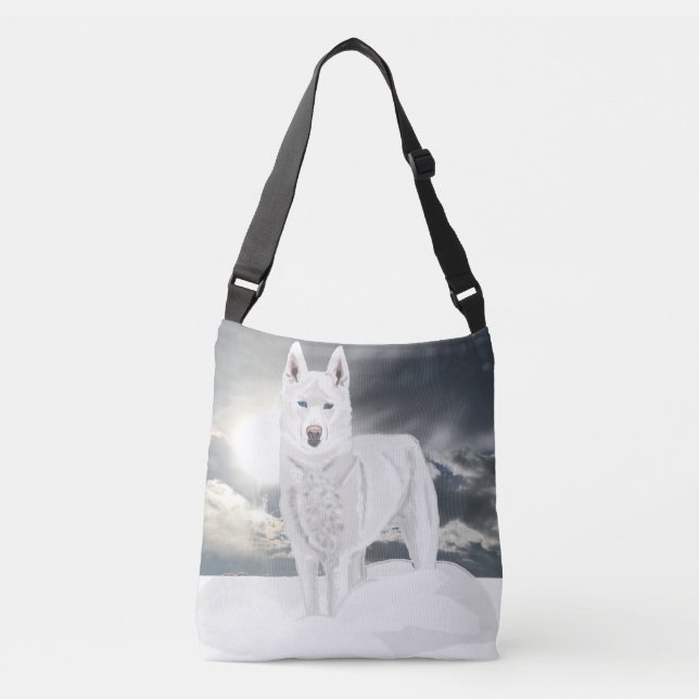 Bolso Cruzado Husky blanco en la nieve (Anverso)
