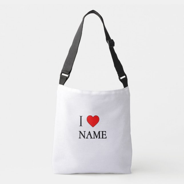 Bolso Cruzado I heart name (customisable) (Anverso)