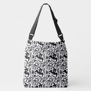 Bolso Cruzado Ikat Art Nouveau - Blanco y negro